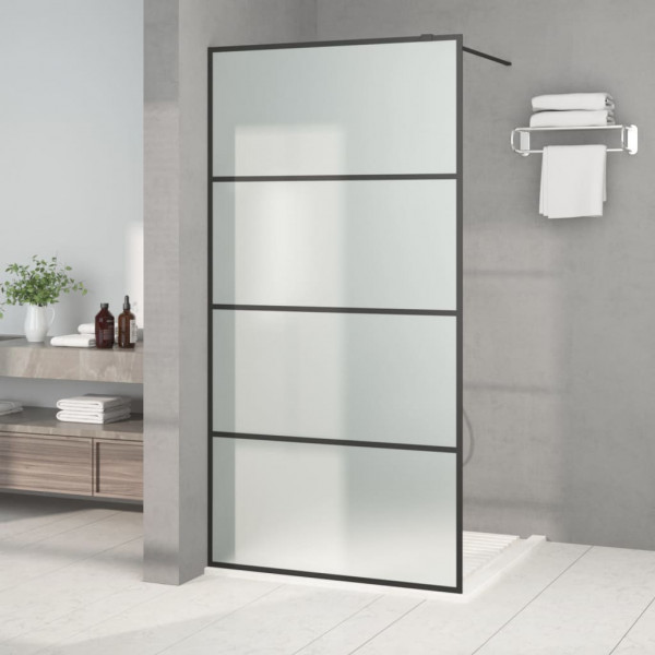 Mampara de ducha vidrio ESG esmerilado negro 100x195 cm D
