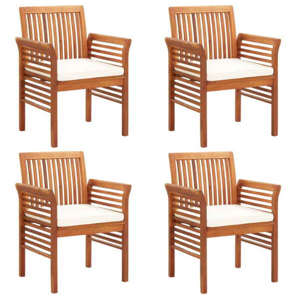 Cadeiras de jantar de jardim 4 unidades com almofadas em madeira de acácia D