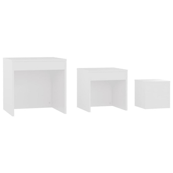 Mesas apilables 3 piezas madera contrachapada blanco Mesas apilables 3 piezas madera contrachapada blanco D