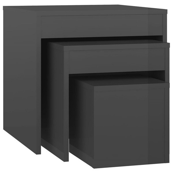 Mesas empilhadas 3 peças de madeira de contraplacado cinza brilhante D