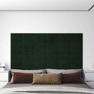 Paneles de pared 12 uds terciopelo verde oscuro 30x15cm 0.54 m² D