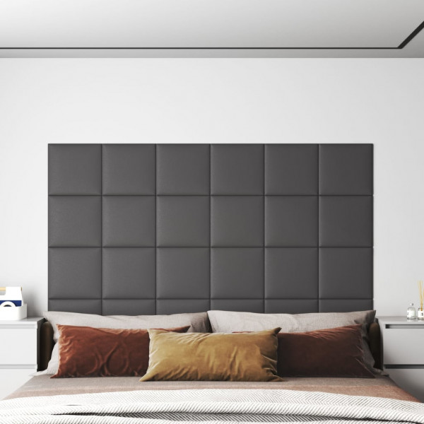 Painéis de parede 12 cm de couro sintético cinza 30 x 30 cm 1,08 m2 D