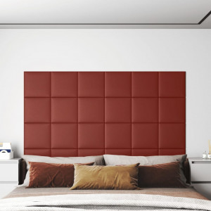 Paneles pared 12 uds cuero sintético rojo tinto 30x30 cm 1.08m² D