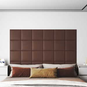 Paneles de pared 12 uds cuero sintético marrón 30x30 cm 1.08 m² D