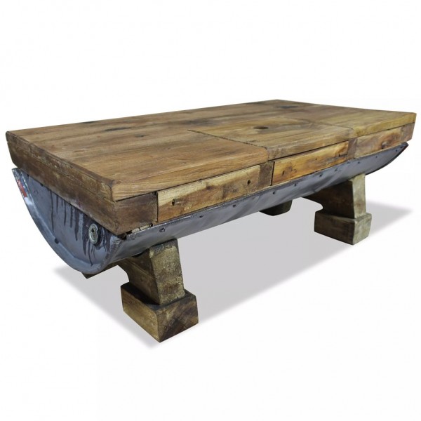 Mesa de centro de madera maciza reciclada 90x50x35 cm D