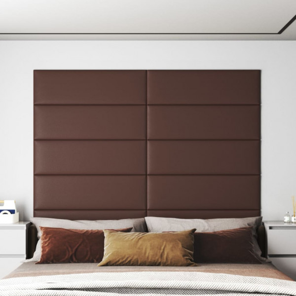 Painéis de parede 12 cm de couro sintético marrom 90x30 cm 3,24 m2 D