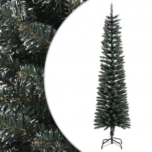 Árbol Navidad artificial estrecho con soporte PVC verde 180 cm D