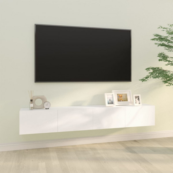Armário de parede para TV 2 unidades de compensado branco 100x30x30 cm D