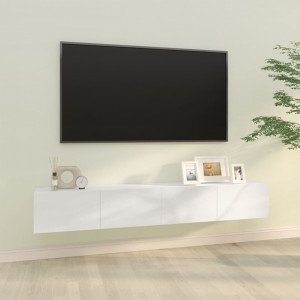 Mueble de TV pared 2 uds madera blanco brillante 100x30x30 cm D
