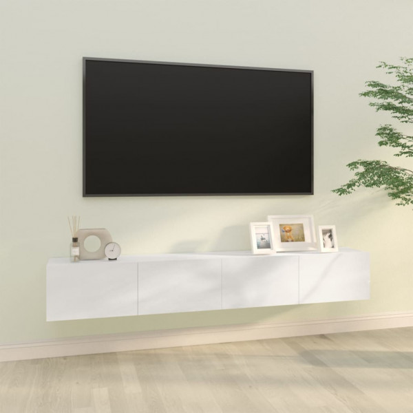 Móvel de parede para TV 2 unidades madeira branca brilhante 100x30x30 cm D