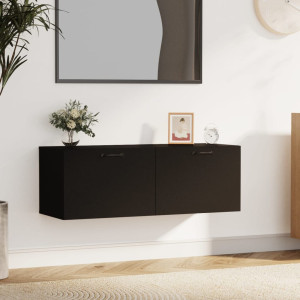 Armario de pared madera contrachapada negro 100x36.5x35 cm D