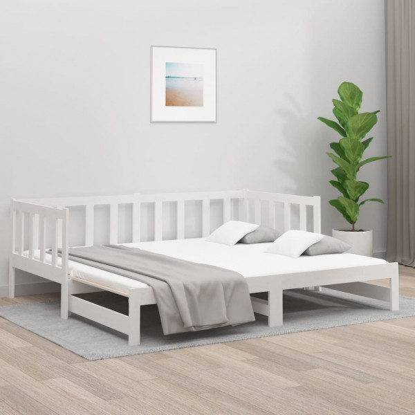 Sofá cama extraíble madera maciza de pino blanco 2x(90x190) cm D