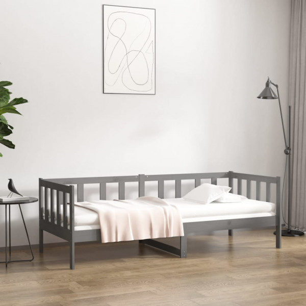 Sofá cama madera maciza de pino gris 80x200 cm D