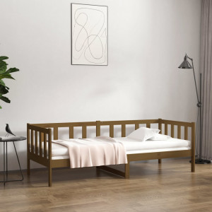 Sofá cama de madeira maciça de pinheiro marrom mel 80x200 cm D