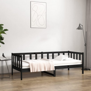 Sofá-cama em madeira maciça de pinho preto 80x200 cm D