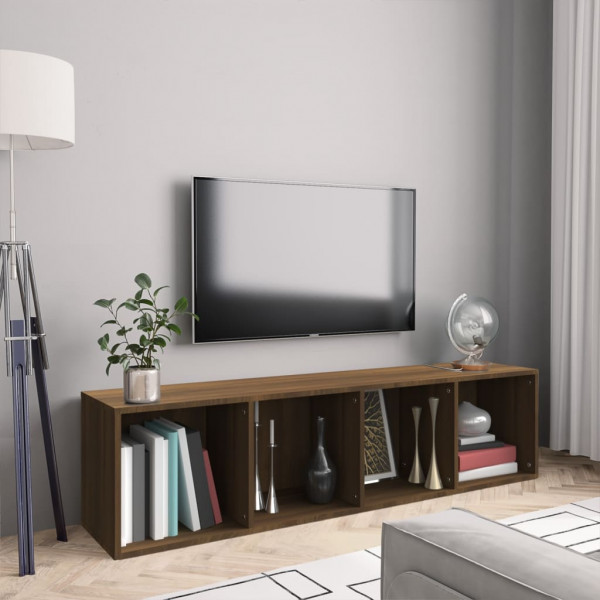 Estante de TV madeira de carvalho marrom 143x30x36 cm D