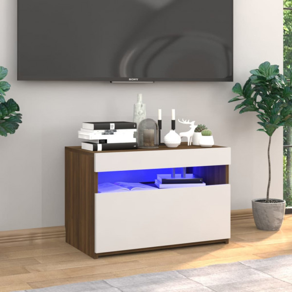 Mueble de TV con luces LED color roble ahumado 60x35x40 cm D