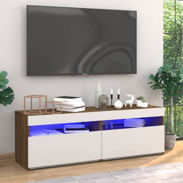 Móveis de TV com luzes LED 2 unidades carvalho marrom 60x35x40 cm D