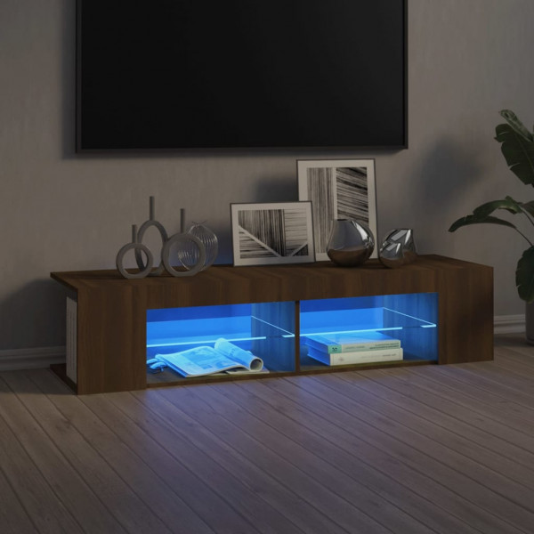 Mueble de TV con luces LED marrón roble 135x39x30 cm D