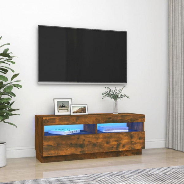 Móvel de TV com luzes LED carvalho fumado 100x35x40 cm D