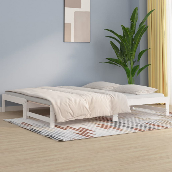 Sofá cama extraíble madera maciza de pino blanco 2x(90x190) cm D