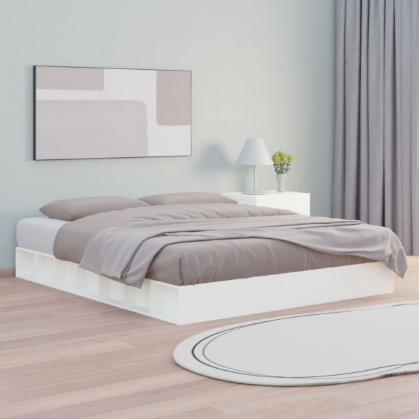 Estructura de cama madera maciza blanco 120x200 cm D