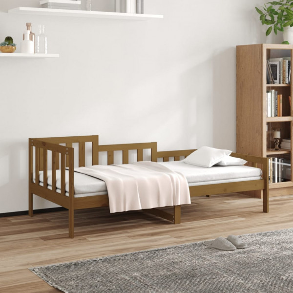 Sofá cama de madera maciza de pino marrón miel 90x190 cm D