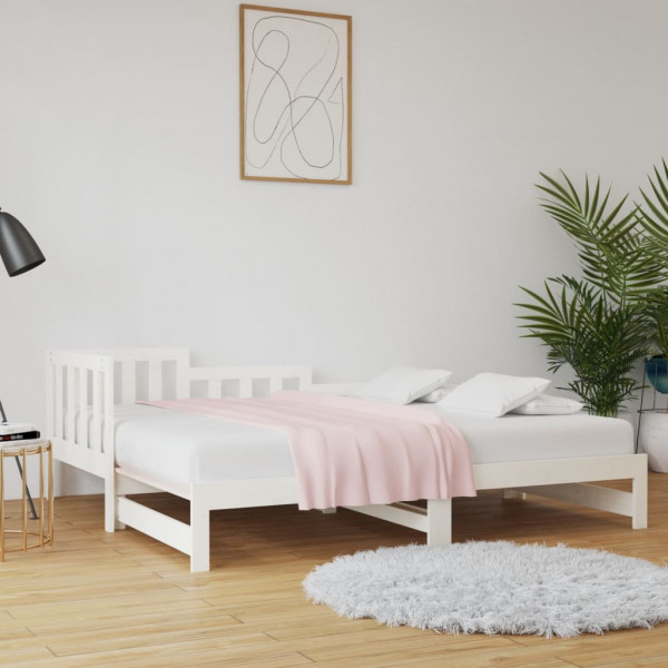 Sofá cama extraíble madera maciza de pino blanco 2x(90x200) cm D