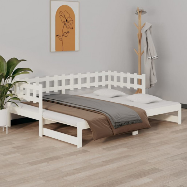 Sofá cama removível madeira maciça de pinho branco 2x80x200 cm D