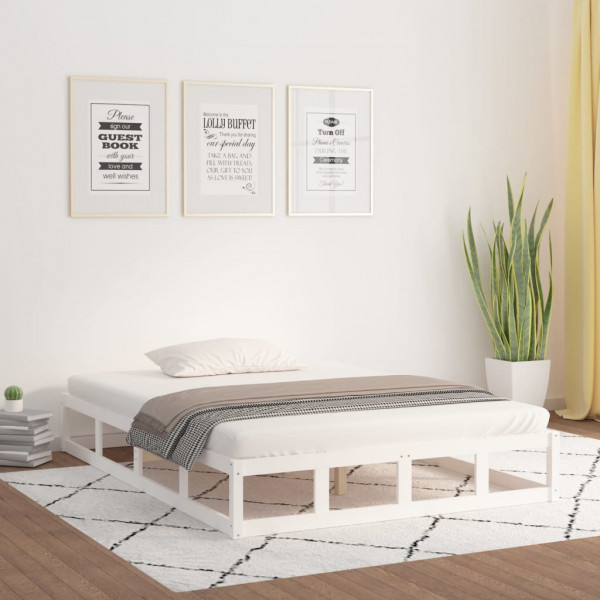 Estructura de cama de madera maciza blanca King Size 150x200 cm D