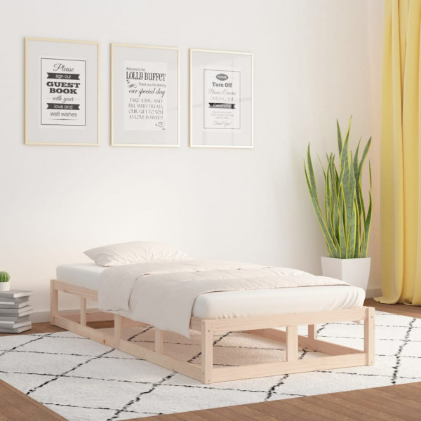 Estructura de cama individual de madera maciza 90x190 cm D