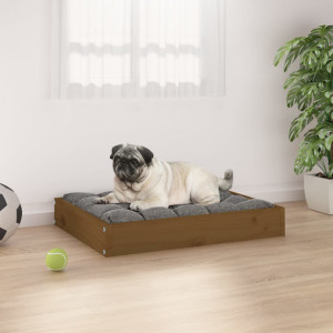 Cama para cães madeira maciça pinho marrom mel 61.5x49x9 cm D