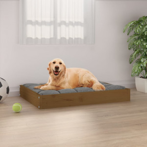 Cama de cão madeira maciça pinho marrom mel 71.5x54x9 cm D