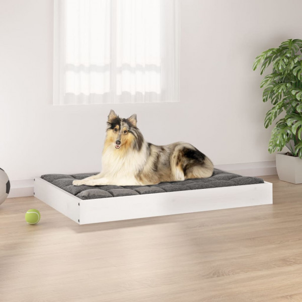 Cama para cães madeira maciça de pinho branco 91.5x64x9 cm D