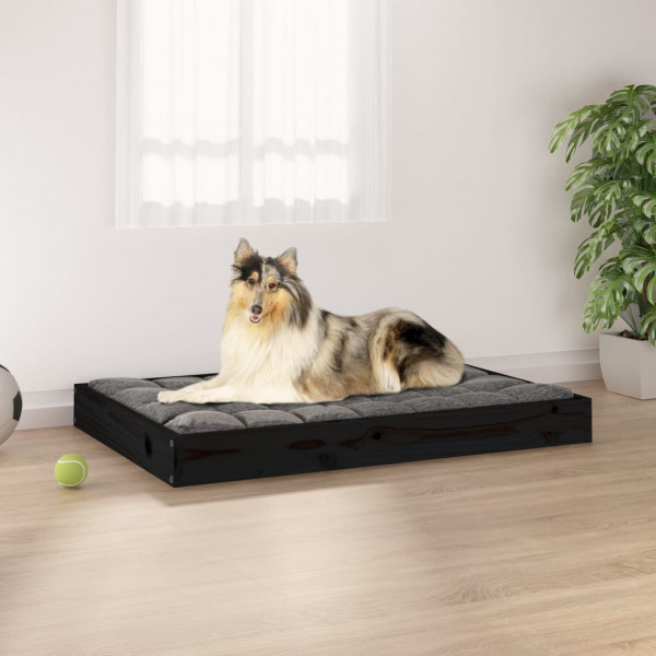 Cama para perros madera maciza de pino negro 91.5x64x9 cm D