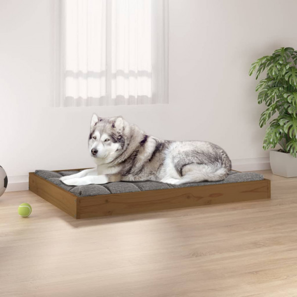 Cama para cachorro em madeira maciça de pinho marrom mel 101,5x74x9 cm D