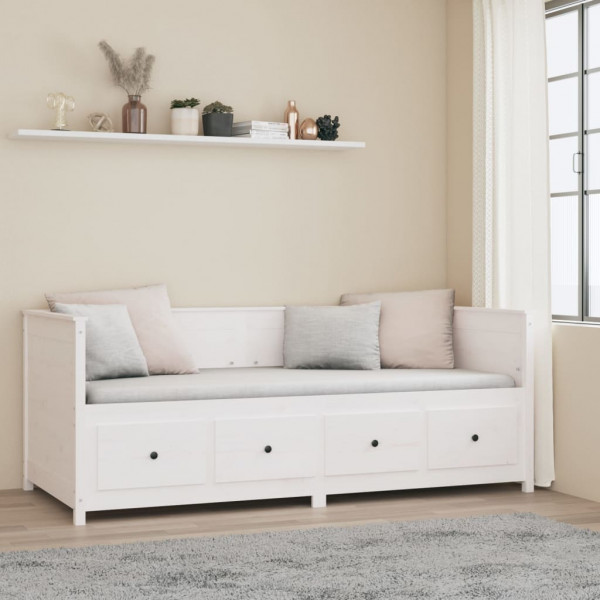 Sofá cama madera maciza de pino blanco 80x200 cm M 7