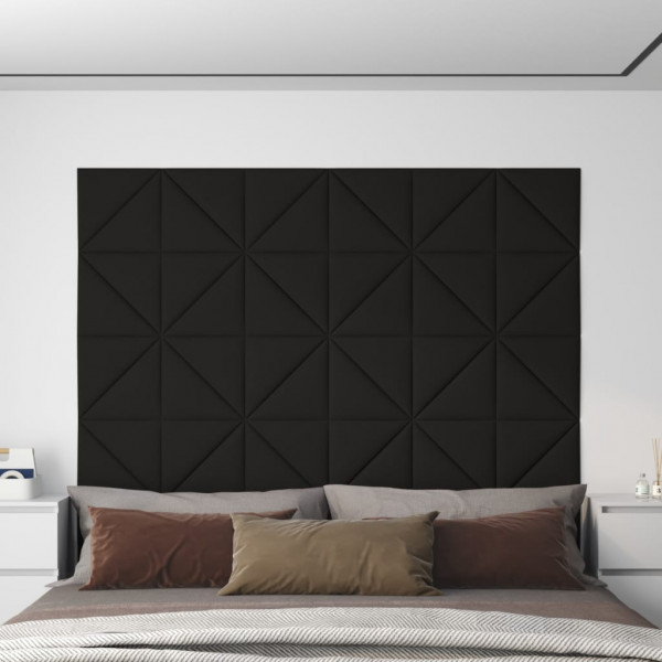 Paneles de pared 12 uds tela negro 30x30 cm 0.54 m² D