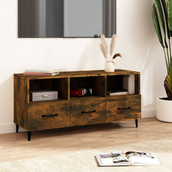 Mueble para TV madera contrachapada roble ahumado 102x35x50 cm D