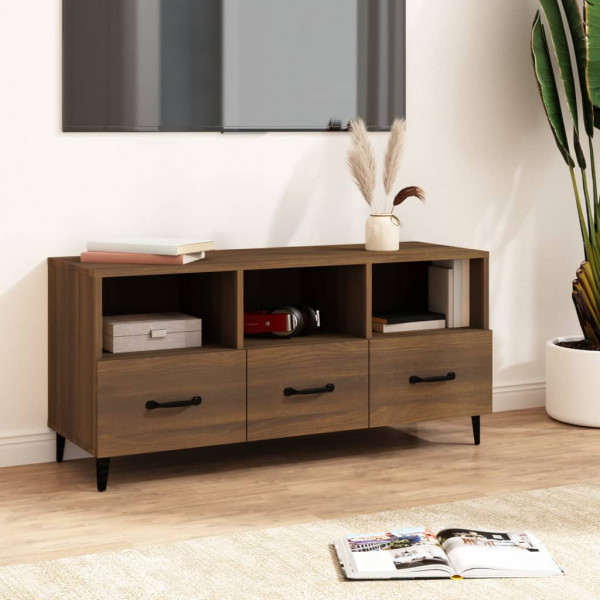 Mueble para TV madera contrachapada roble marrón 102x35x50 cm D