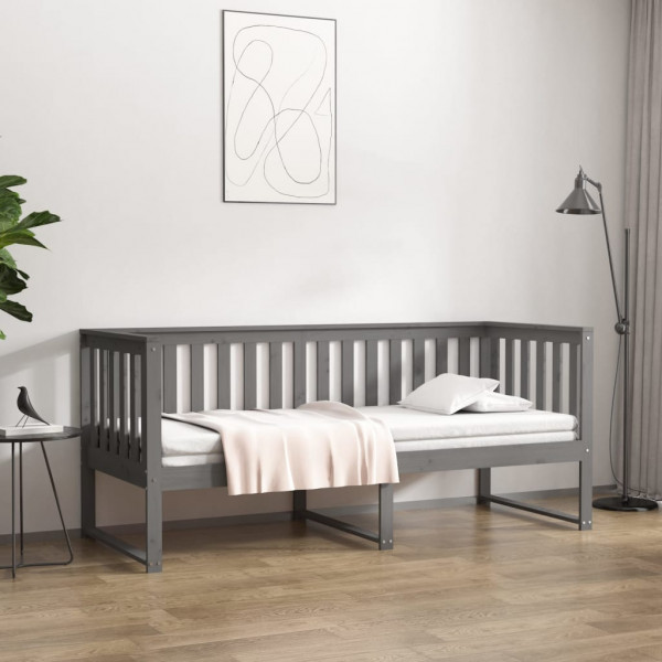 Sofá-cama em madeira de pinho maciça cinza 75x190 cm D