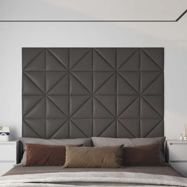 Painéis de parede 12 cm de couro sintético cinza 30 x 30 cm 0,54 m2 D