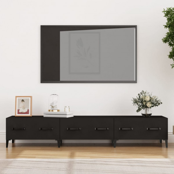 Mueble de TV madera contrachapada negro 150x34.5x30 cm D