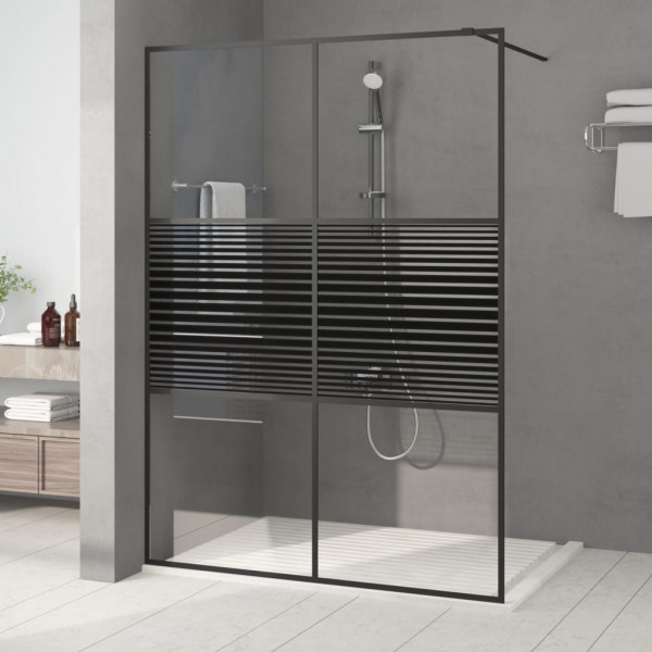 Mampara de ducha vidrio ESG transparente negro 140x195 cm D