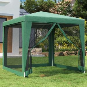 Tenda de festa com 4 paredes de malha PEAD verde 2,5x2,5 m D