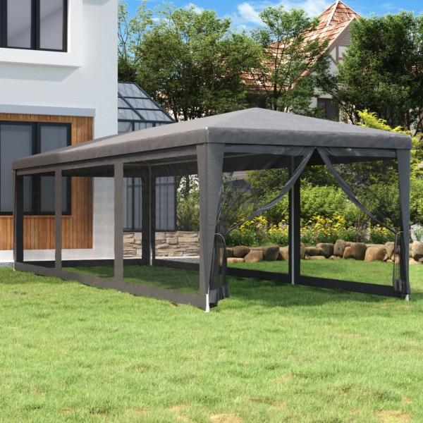 Carpa para fiestas 8 paredes de malla HDPE gris antracita 3x9 m D