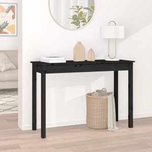 Mesa consola madera maciza de pino negro 110x40x75 cm D