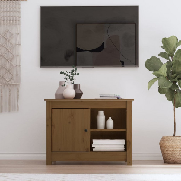 Mueble de TV madera maciza de pino marrón miel 70x36.5x52 cm D