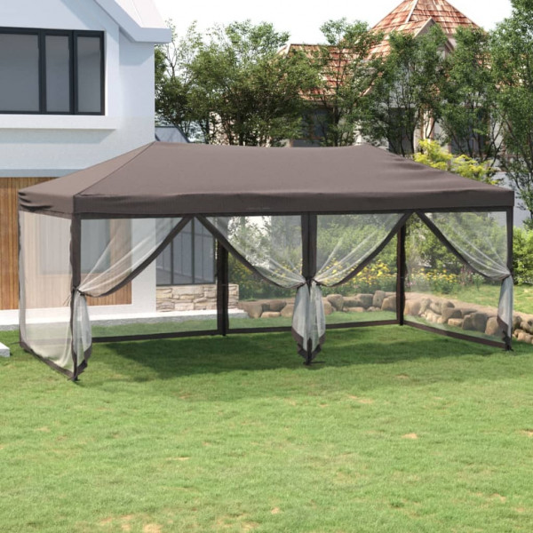 Carpa para fiestas plegable con paredes gris taupé 3x6 m D