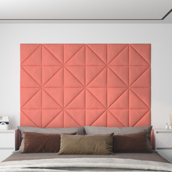 Paneles de pared 12 uds terciopelo rosa 30x30 cm 0.54 m² D